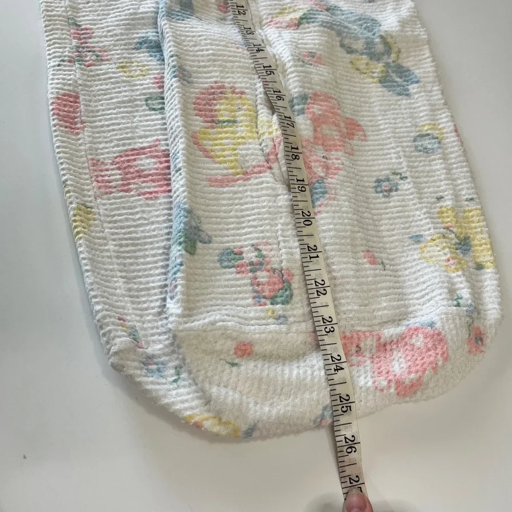 Vintage Baby Bunting Sleep Sack Waffle Knit Pastel Animal Print Zipper White